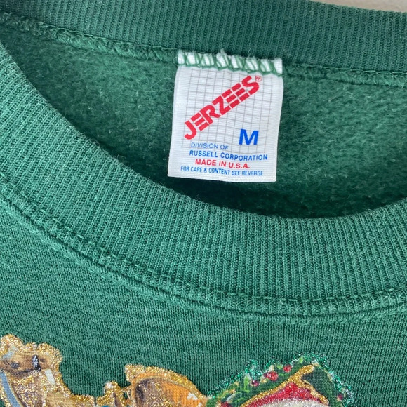 Vintage  Christmas Sweater Sweatshirt M 90s Santa Sparkle Pullover Retro Holiday - Picture 3 of 9